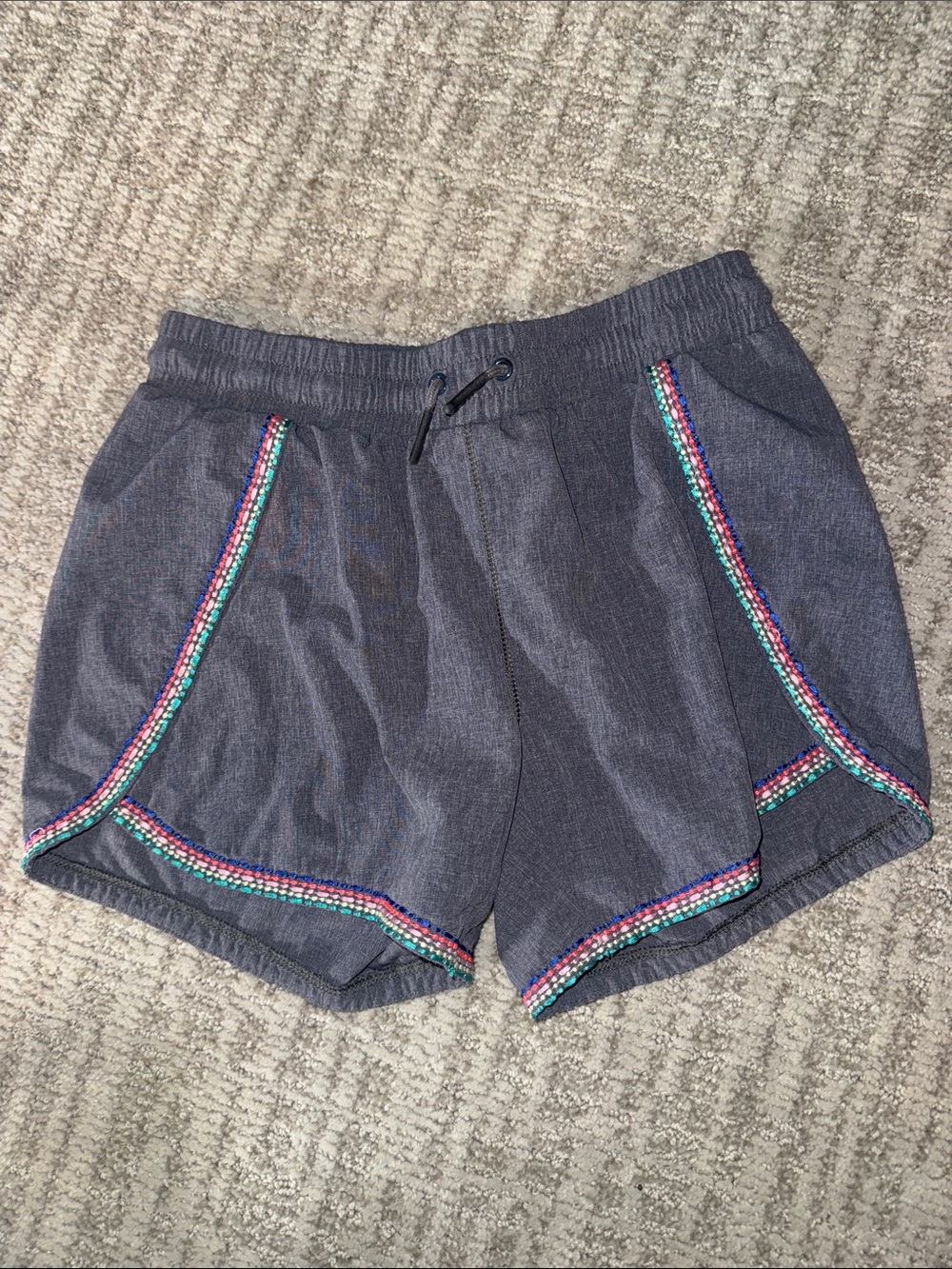 Athleta Girl shorts grey rainbow trim Active Athletic large 12 gym school